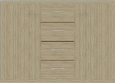 Комод vidaXL з 4 шухлядами та 2 дверцятами, дуб Сонома, 88x30x65 см, багатофункціональна шафа для вітальні, ДСП
