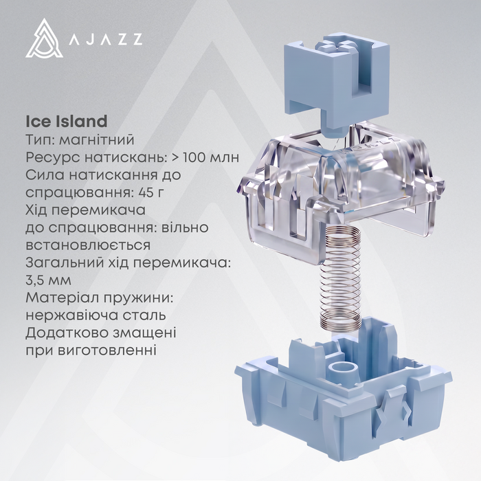 Дротова магнітна клавіатура Ajazz AK029 Ice lsland Magnetic Switch (AK029-I-WB)