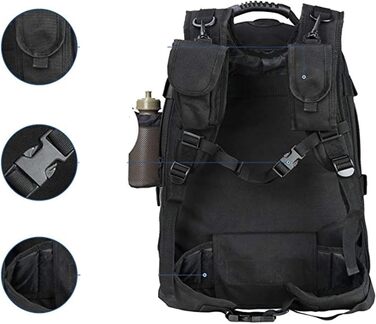 Тактичний армійський рюкзак Prof Army 40-64 л чорний MOLLE для туризму, полювання, кемпінгу
