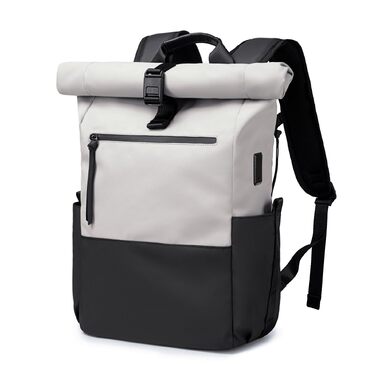 Водонепроникний чоловічий рюкзак Rolltop для ноутбука 16 дюймів, сірий