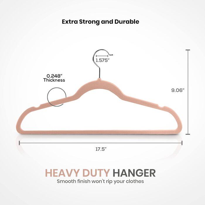 Преміум вішалки для одягу Utopia Home, 50 шт, оксамитові, рожеві, з нековзною поверхнею та обертовим гачком 360°, міцні вішалки для одягу