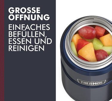 Термос для їжі Thermos Stainless King 710 мл, нержавіюча сталь, 14 годин гаряче / 24 години холодне, для супу, мюслі, рагу, герметичний, без ложки, синій, можна мити в посудомийній машині