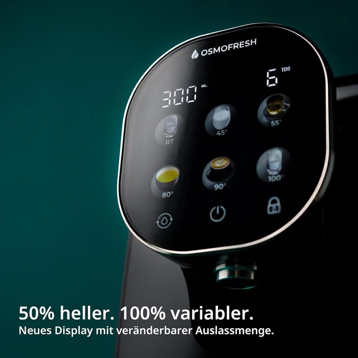 Система зворотного осмосу OsmoFresh Quella Pro Black з гарячою водою та 7-ступеневою фільтрацією для кухні, офісу, кемпера - чиста питна вода без вапняного нальоту