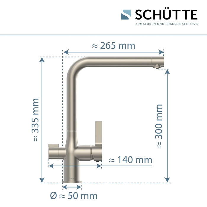 Кухонний змішувач SCHÜTTE 99805 AQUASTAR PRO з системою фільтрації води, 3-ходовий кран для питної води проти вапна та важких металів, нержавіюча сталь