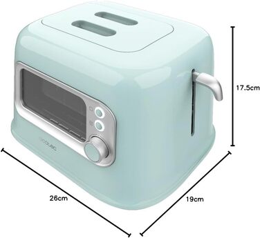 Тостер Cecotec RetroVision Blue вертикальний, 700 Вт, 2 слоти, ретро-дизайн, автоматичне вимкнення