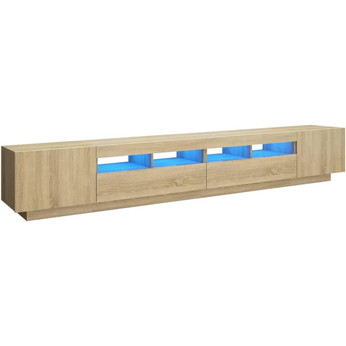 ТВ тумба SECOLI з LED підсвіткою 260x35x40 см, дуб сонома, з висувними ящиками, для вітальні, сучасний телевізійний комод