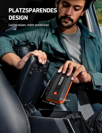 Powerbank AstroAI B8 для автомобіля: пускова станція, 7.0L бензин/5.5L дизель, LED, QC 3.0 USB, 12V