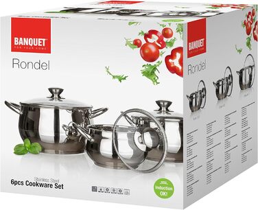 Набір посуду Banquet Rondel з нержавіючої сталі, сріблястий, 28x29x27,5 см
