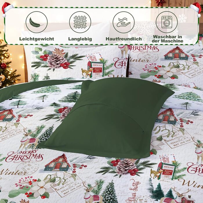Комплект зимової постільної білизни WONGS BEDDING з новорічним принтом (Ялинка), мікрофібра, 2 предмети: підковдра 135x200 см та наволочка 80x80 см