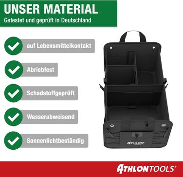 Органайзер у багажник ATHLON TOOLS Premium з кришкою, 60 літрів, чорний з червоним прошиттям