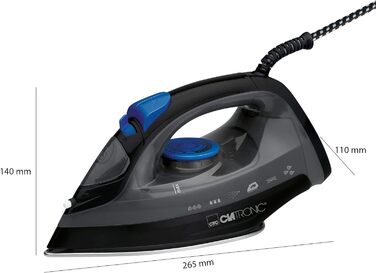 Парова праска Clatronic DB 3703, 1800 Вт, 23 парові отвори, 150 мл, самоочищення, 3 рівні подачі пари, нержавіюча підошва, чорна