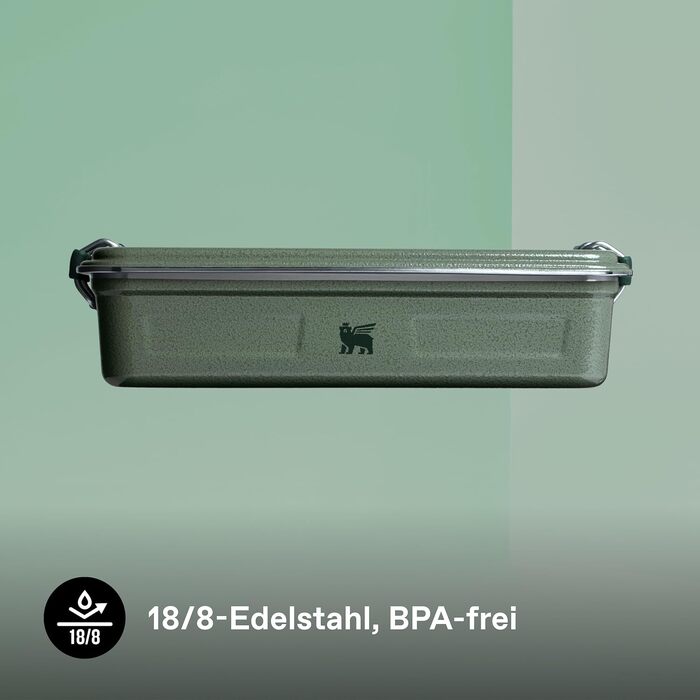 Ланчбокс зі сталі STANLEY 1913 Classic Box 1.2L/2.0L, герметичний контейнер для їжі, BPA-free, колір Hammertone Green