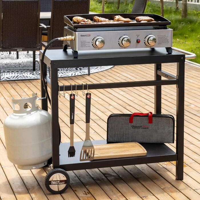 Royal Gourmet Grillwagen: Робочий стіл-гриль для барбекю на вулиці, 85x50 см, чорний
