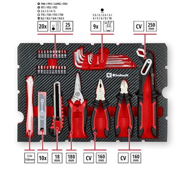 Einhell E-CASE 80: Набір інструментів в кейсі (80 предметів) для дому, майстерні та транспортування