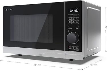 Мікрохвильова піч SHARP PS204AES, 700 Вт, 10 режимів, розмір 45,5×27,4×33,4 см, срібляста, функція розморожування