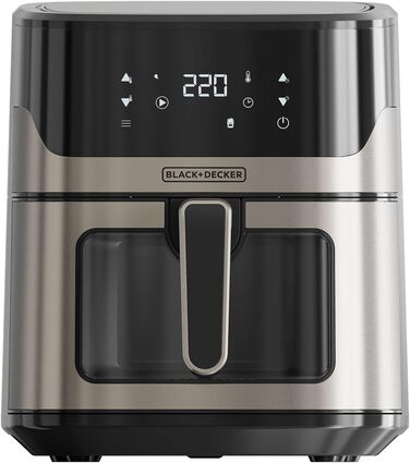 Фритюрниця аерогриль BLACK+DECKER BXAF6500E 1600Вт, 6,5л, 8 програм, оглядове вікно, температура 80-220°C, до 1300г картоплі фрі