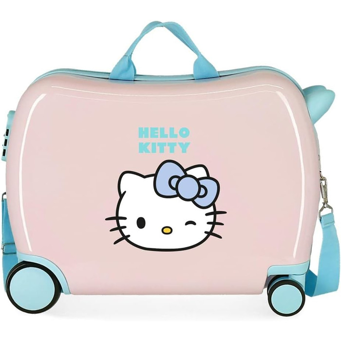 Дитяча валіза Hello Kitty синя 50x39x20 см, жорсткий пластик, 34 л, 4 колеса, кодовий замок, ручна поклажа