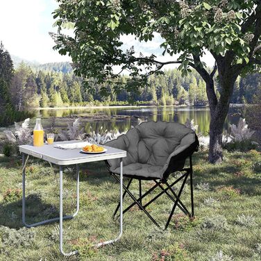 Складаний кемпінговий стілець WOLTU Moon Chair XXL до 150 кг, м'який оксамитовий крісло для кемпінгу, риболовлі, саду, балкона та дому