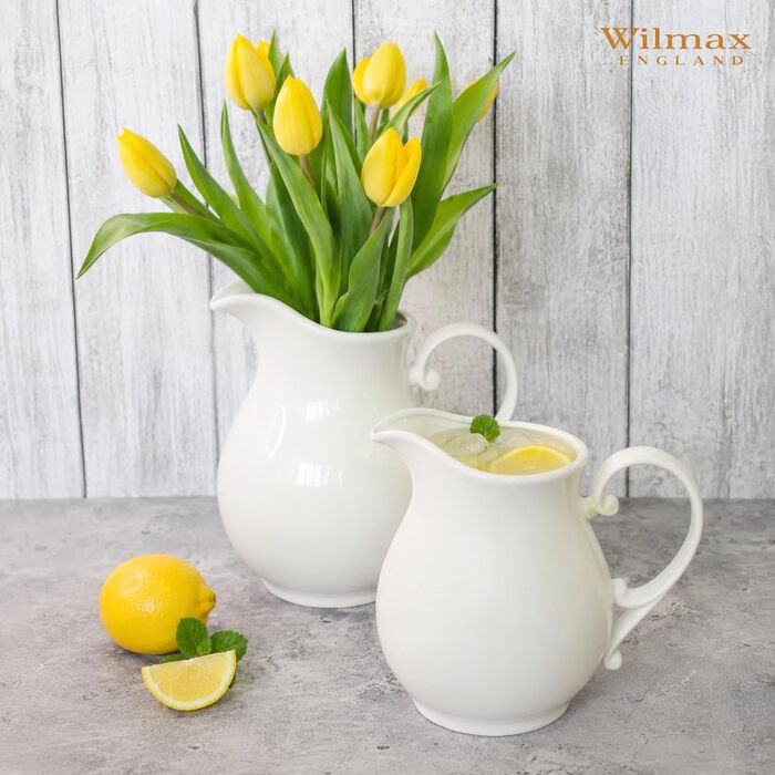 Порцеляновий глечик Wilmax 1,6 л білий — універсальний кувшин для води, соку, молока та вина, підходить для холодних і гарячих напоїв, придатний для посудомийки