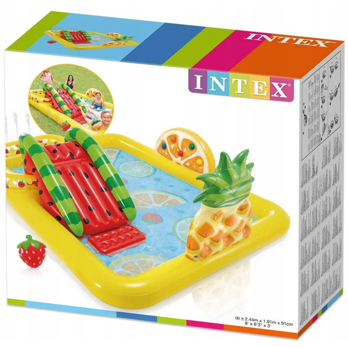 Надувний прямокутний дитячий басейн Intex з фруктами, 244 x 191 x 91 см