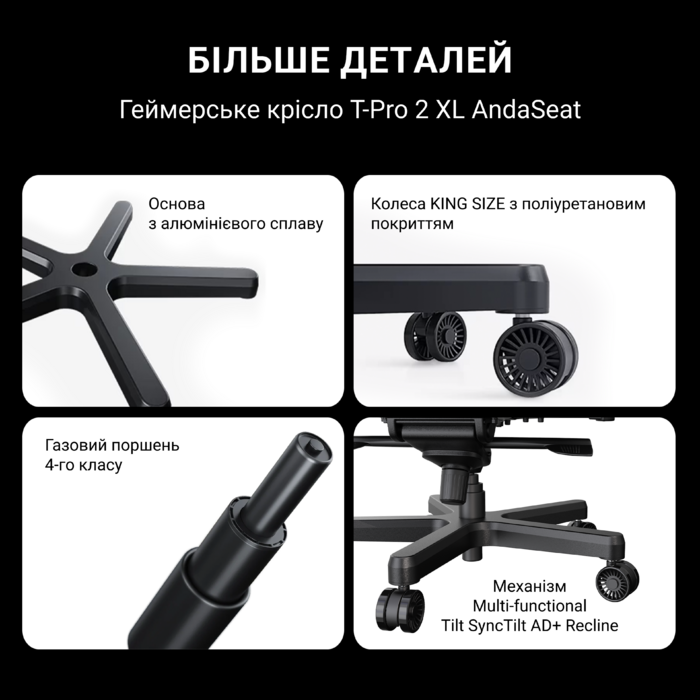 Крісло ігрове Anda Seat T-Pro 2 Blue/Black Size XL