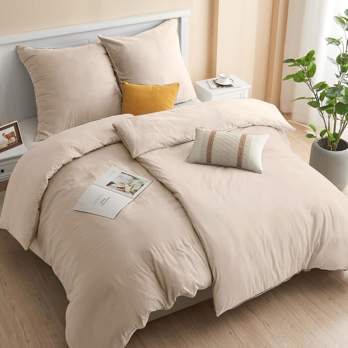 Комплект постільної білизни ohano з мікрофібри, 4 предмети (2 підковдри 135x200 см та 2 наволочки 80x80 см), м'яка та безпрасувальна, колір Khaki