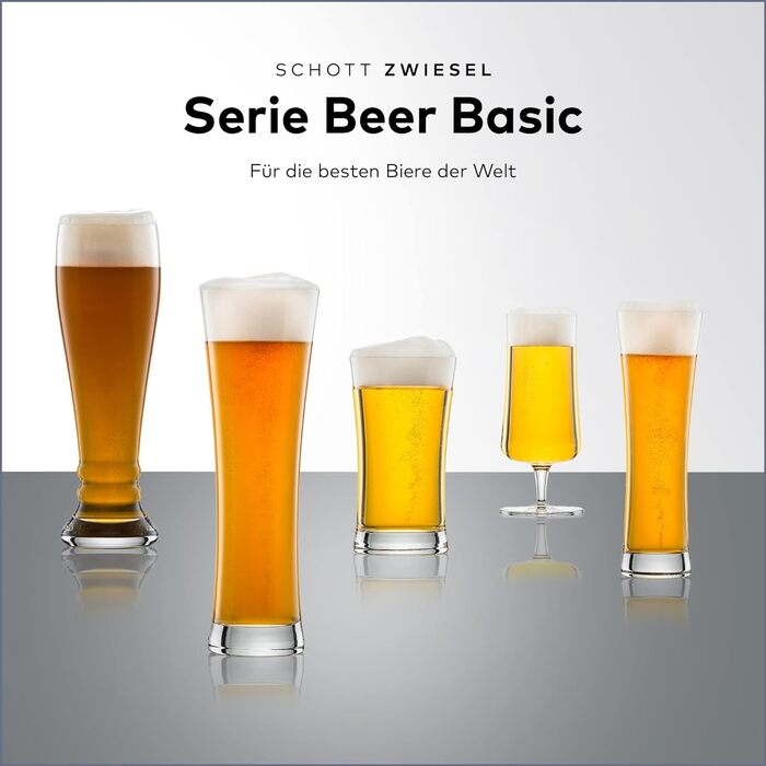 Келих для пшеничного пива SCHOTT ZWIESEL Basic 0,5 л (набір з 4 штук), прямолінійні склянки для пшеничного пива, келихи з тританового кришталю, які можна мити в посудомийній машині, виготовлені в Німеччині (посилання. Без 130007)