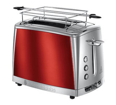 Тостер Russell Hobbs Luna Edelstahl Red на 2 тости, нержавіюча сталь, 6 режимів, розморожування, підігрів, підйом тостів, 1550 Вт