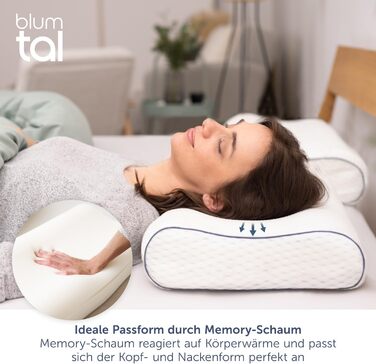 Ортопедична подушка Blumtal з підтримкою шиї - подушка з Memory Foam, сертифікат Oeko-TEX, для зняття болю в шиї, ергономічна подушка для тих, хто спить на боці, розмір 60x36x13 см