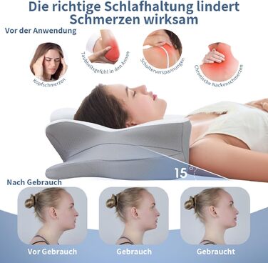 Подушка для шиї з піни Memory Foam: ергономічна підтримка, зняття болю, дихаючий чохол для сну на боці, спині та животі