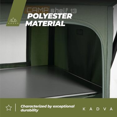 Кемпінгова шафа KADVA Camping CAMPShelf 13, полиця для відпочинку на природі, 50x60x98 см, поліестер, зелена