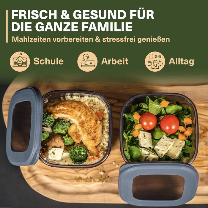 Набір контейнерів для зберігання продуктів 24 шт. з кришкою, BPA-Free, сірі