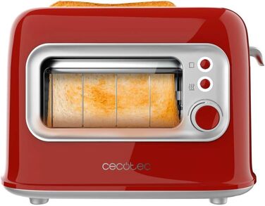 Тостер Cecotec RetroVision червоний, 2 відділення, 700 Вт, ретро-дизайн, автоматичне вимкнення