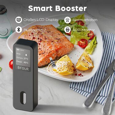 Бездротовий термометр для м'яса BFOUR 2025 з Bluetooth, подвійний сигнал, моніторинг через додаток, водонепроникний IP67, для гриля, печі, коптильні, ротатерії