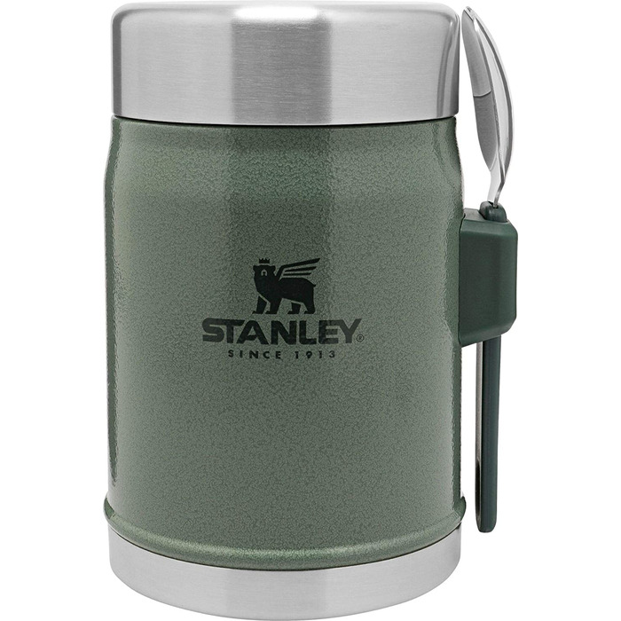 Термос для їжі Stanley Classic Legendary 400 мл з ложкою-виделкою, нержавіюча сталь, 7 годин збереження температури, BPA-free, підходить для посудомийної машини, зелений Hammertone