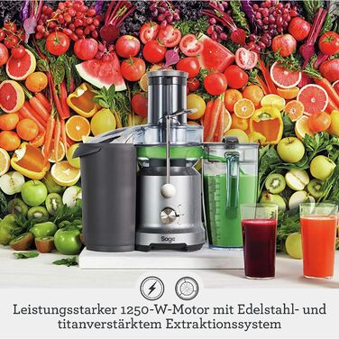 Соковижималка Sage Nutri Juicer Cold для фруктів та овочів, срібляста, 84 мм завантажувальний отвір