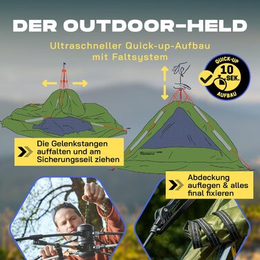 Намет Lumaland Outdoor Pop Up купольний для 2-3 осіб, швидкорозкладний, для кемпінгу, подорожей, фестивалів, 215x195x120 см, з сумкою для перенесення
