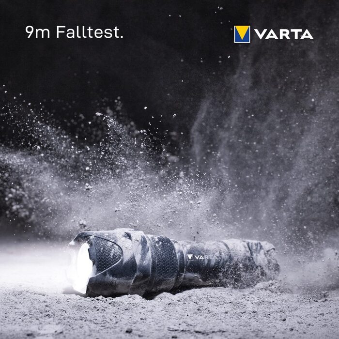 Ліхтарик VARTA Indestructible F10 Pro LED 6 Вт з 3 батарейками AAA, водо- та пилозахищений, ударостійкий, робочий ліхтар з двома режимами освітлення