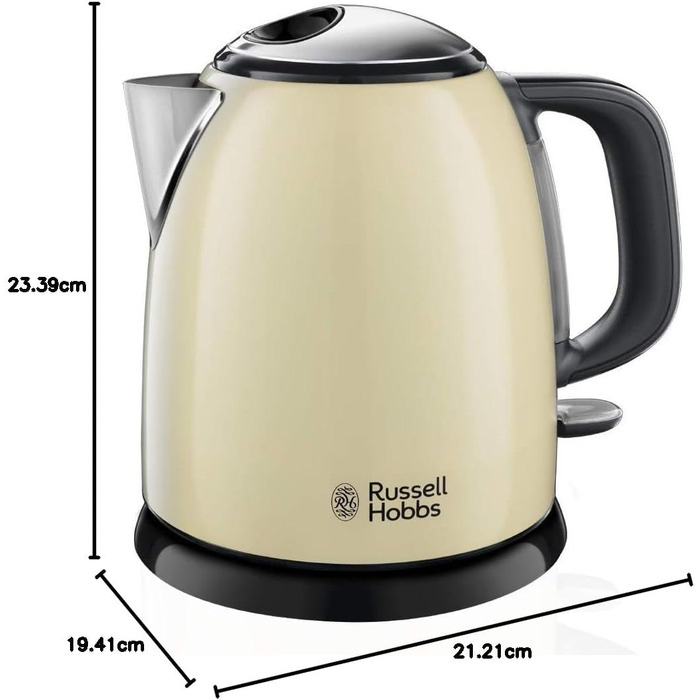 Електричний чайник Russell Hobbs Colours+ Edelstahl 1.0л, 2400Вт, з фільтром від накипу та індикатором рівня води, колір крем (24994-70)