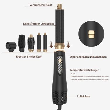 Airstyler 5 в 1 1000W Blacks: Фен-щітка, випрямляч, плойка для волосся