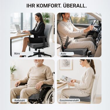 Ортопедична подушка для сидіння з Memory Foam 40x40 см Anthrazit - для офісного крісла, авто, візка. Нековзка, знімний чохол