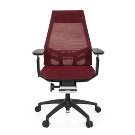 Офісне крісло GENIDIA SMART BLACK з сітчастою спинкою, червоним акцентом hjh OFFICE