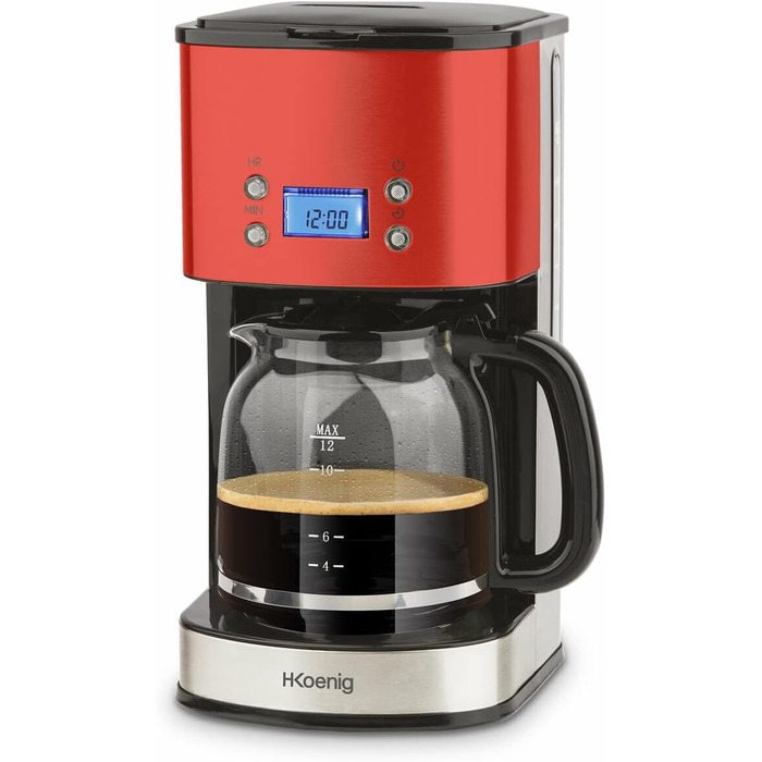 Кавоварка крапельна H.Koenig MG30, 1,5 л, 12-20 чашок, LCD, програмована, червона