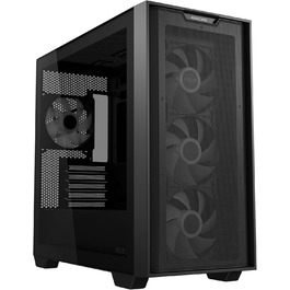 Корпус для ПК ASUS A21 Plus TG ARGB чорний microATX, з ARGB вентиляторами, сітчастою передньою панеллю, підтримкою прихованих розʼємів на материнській платі, радіатора 360 мм і відеокарт до 380 мм