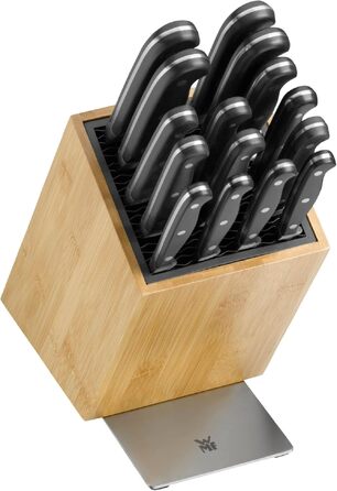 Підставка для ножів WMF FlexTec, чорна, універсальний тримач до 15 кухонних ножів, нержавіюча сталь Cromargan 18/10 та якісний пластик