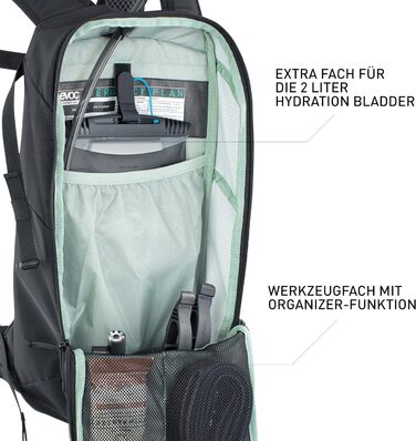 Велорюкзак EVOC RIDE 8 л чорний, вентиляція AIR-PAD, органайзер, універсальний розмір