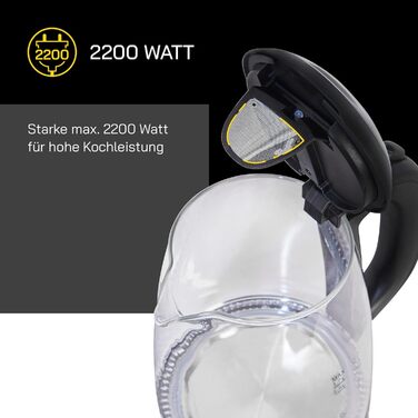 Електричний чайник GUTFELS Water 4010, 1,7 л, 2200 Вт, скло, захист від накипу та перегріву
