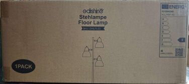 Торшер EDISHINE 163 см, 3 лампи, чорний, з LED-лампою E27, регульований, вінтажний, для вітальні, спальні, офісу, з індивідуальними вимикачами, сучасний дизайн, лампа у комплекті
