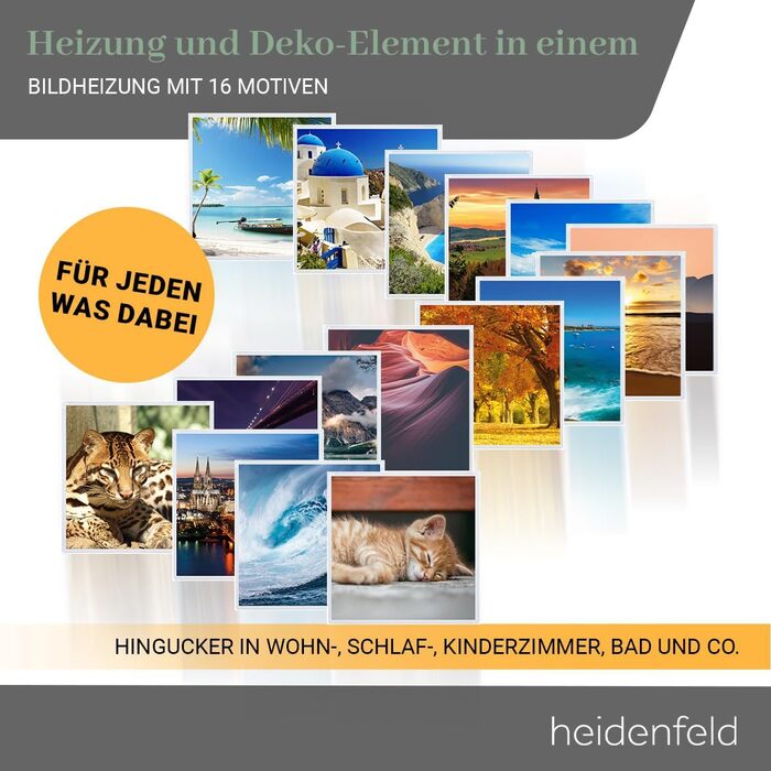 Інфрачервовий обігрівач Heidenfeld HF-HP105 | 10 років гарантії, 400 Вт, до 10 м², з термостатом, захист від перегріву, електрообігрівач (Bergsee)
