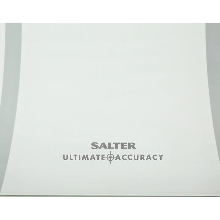 Електронна вага Salter 9073 WH3R для людей, з аналізом жиру, LCD-дисплеєм, скляна, висока точність, крок 50 г, функція Step-on, ніжки для килима, до 180 кг, біла